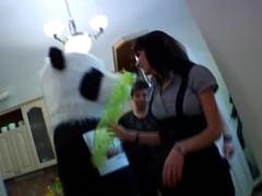 It was supposed to be a suit college fuck party, but merely one of the coeds showed up in a panda dress